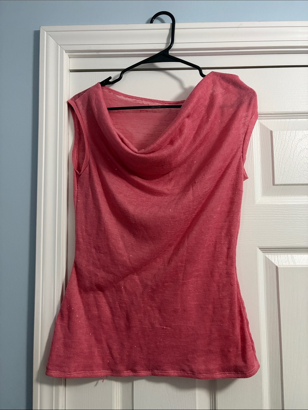 Women’s Pink Cowl Neck Sleeveless Sweater Top